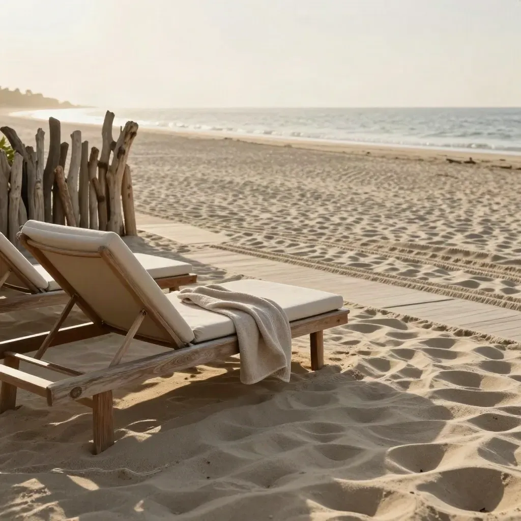 Hotel con spiaggia privata, due lettini schermati e riva illuminata dal sole del tardo pomeriggio.